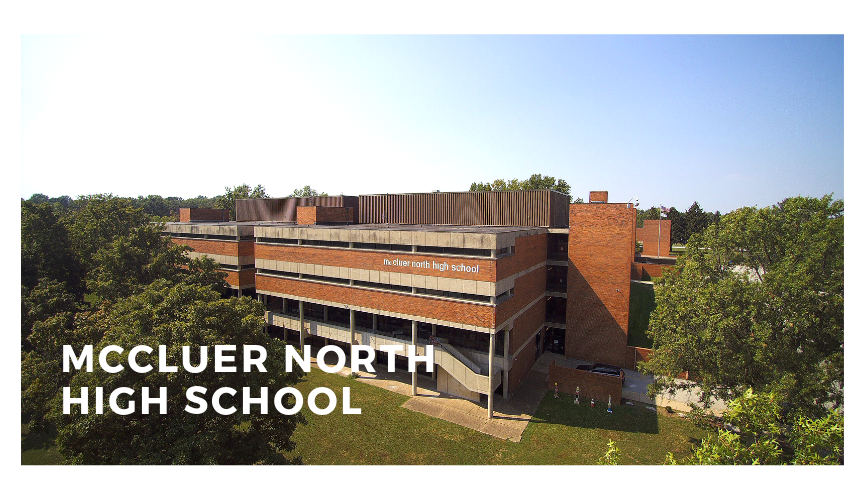 A drone image of McCluer North High School